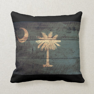 Cojín Decorativo Bandera de madera vieja de Carolina del Sur;