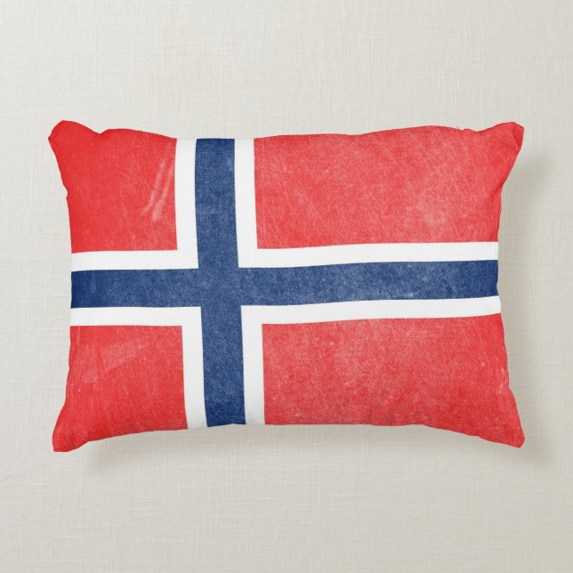 Cojín Decorativo Bandera de Noruega Grunge (Anverso)