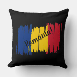 Cojín Decorativo Bandera de pincel de Rumanía