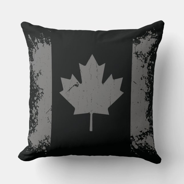 Cojín Decorativo Bandera de plata del Grunge de Canadá (Anverso)