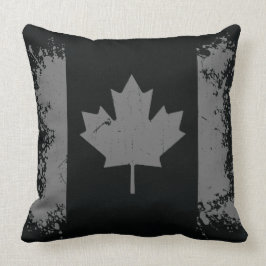 Cojín Decorativo Bandera de plata del Grunge de Canadá