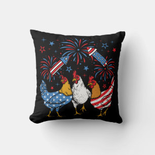 Cojín Decorativo Bandera de pollo de Estados Unidos Patriótica 4 de