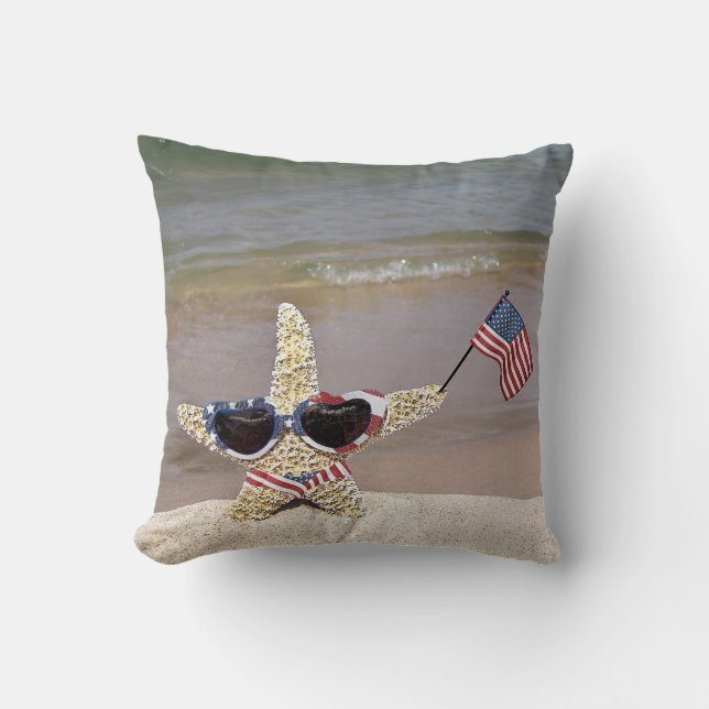 Cojín Decorativo Bandera de StarfishWwith American (Anverso)
