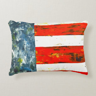 Cojín Decorativo Bandera de tonos rojos, blancos y azules