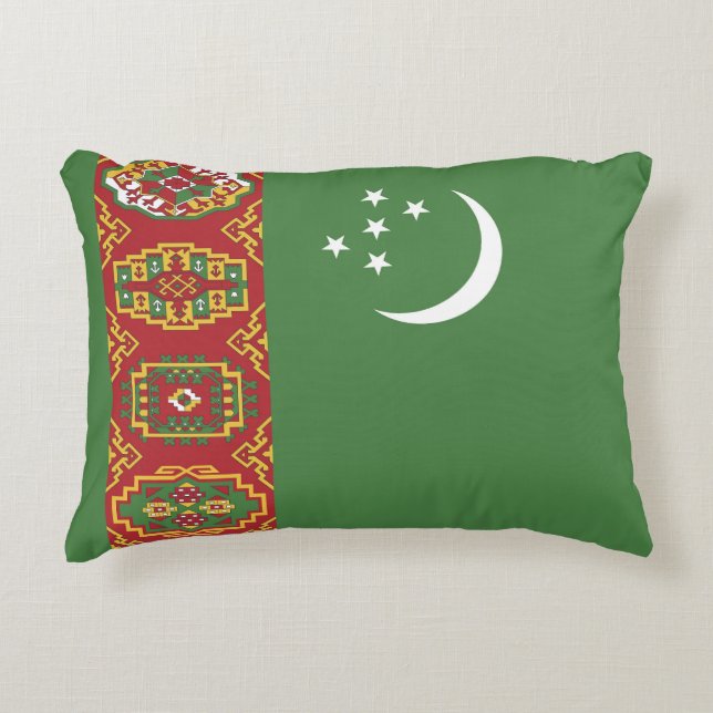 Cojín Decorativo Bandera de Turkmenistán (Anverso)