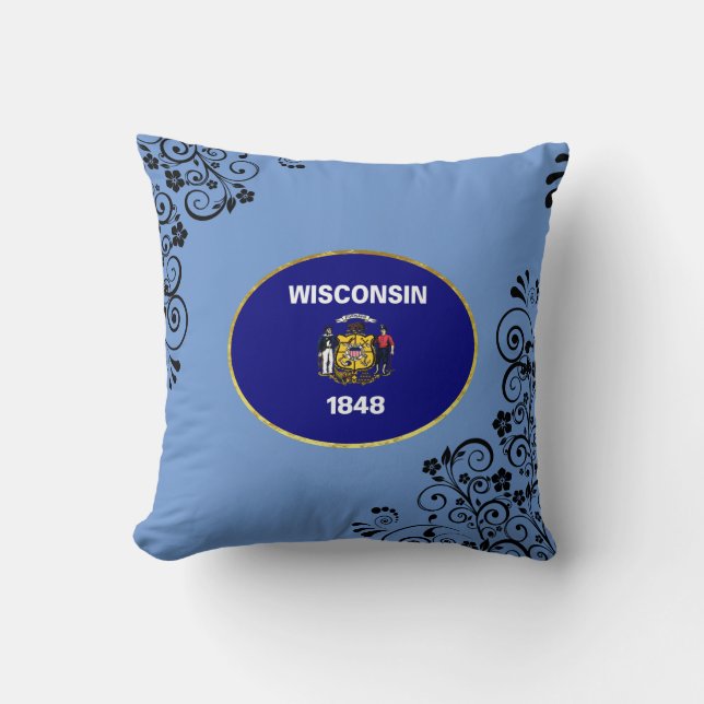 Cojín Decorativo Bandera de Wisconsin (Anverso)