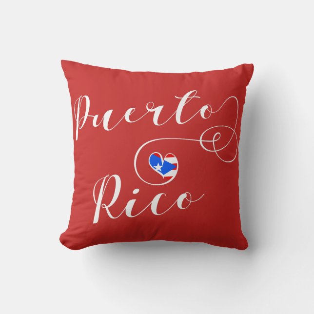Cojín Decorativo Bandera del Corazón de Puerto Rico, Puerto Rico (Anverso)