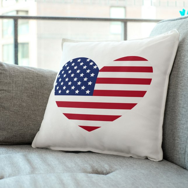 Cojín Decorativo Bandera del corazón Pillow de Estados Unidos (Symbol of Affection: Heart Flag USA Pillow!
I Love Your Country, Comfort Your Home!)