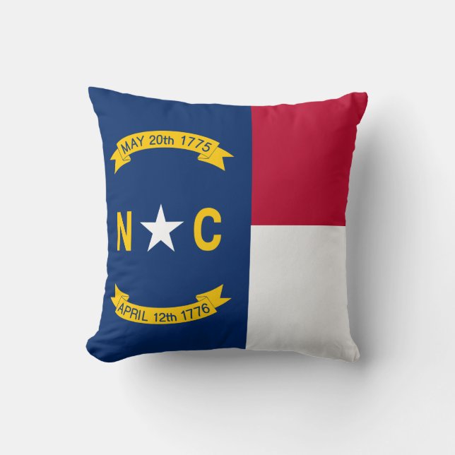 Cojín Decorativo Bandera del estado de Carolina del Norte (Anverso)