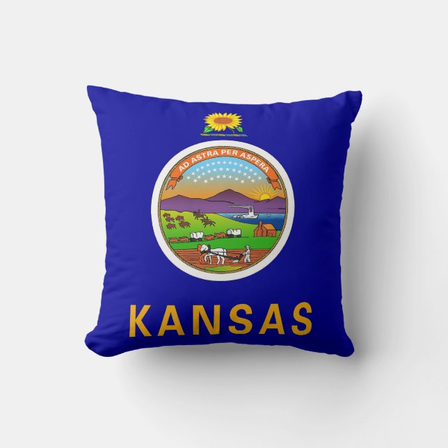 Cojín Decorativo Bandera del Estado de Kansas MoJo Pillow (Anverso)
