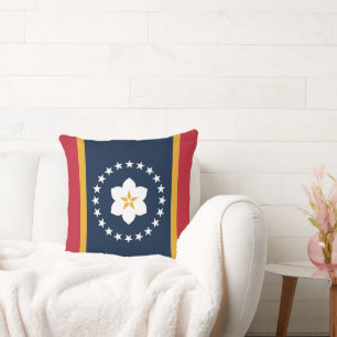 Cojín Decorativo Bandera del Estado de Mississippi: La Magnolia de 