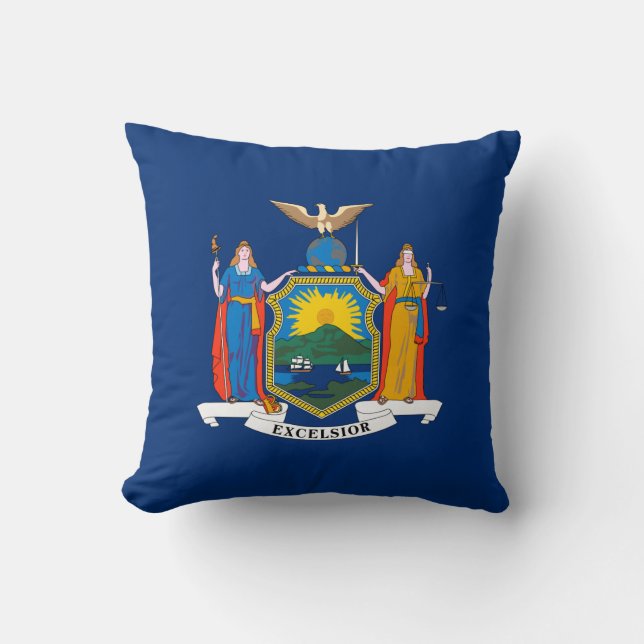 Cojín Decorativo Bandera del Estado de Nueva York (Anverso)