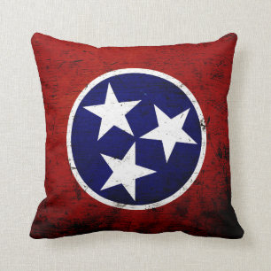Cojín Decorativo Bandera del estado de Tennessee de Grunge negro