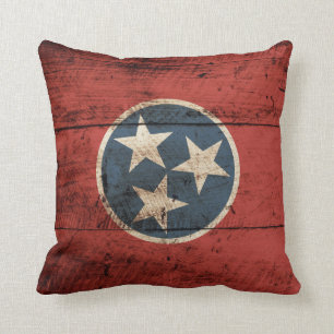 Cojín Decorativo Bandera del estado de Tennessee en grano de madera