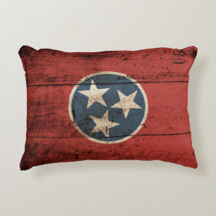 Cojín Decorativo Bandera del estado de Tennessee en grano de madera