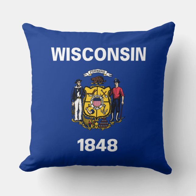 Cojín Decorativo Bandera del Estado de Wisconsin (Anverso)