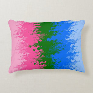 Cojín Decorativo Bandera del Orgullo Omniromántico Abstracto Trippy