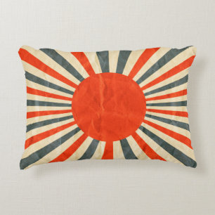 Cojín Decorativo Bandera del sol rojo sobre textura de papel, estíl