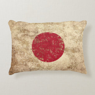 Cojín Decorativo Bandera envejecida áspera del japonés del vintag