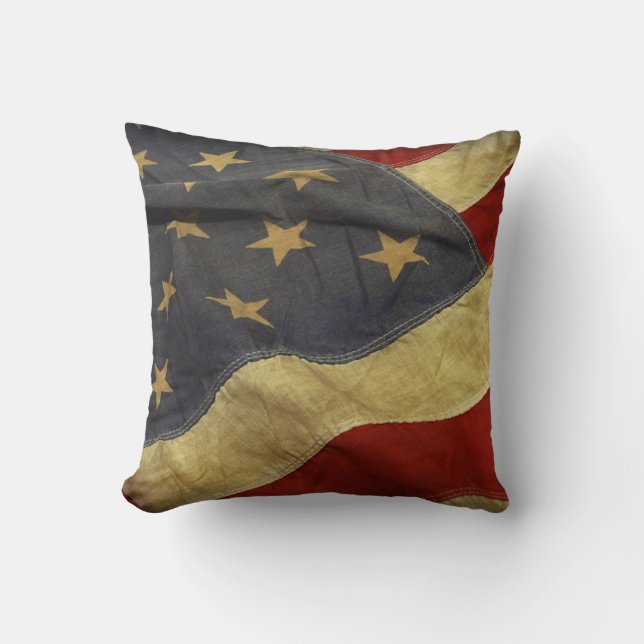 Cojín Decorativo Bandera estadounidense angustiada (Anverso)