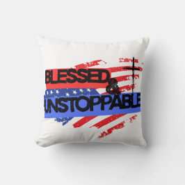 Cojín Decorativo Bandera estadounidense bendecida e imparable