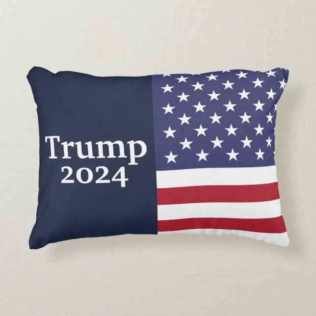 Cojín Decorativo Bandera estadounidense Blue Donald Trump 2024 (Anverso)
