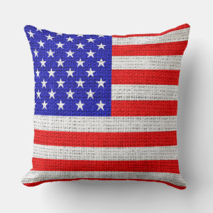 Cojín Decorativo Bandera estadounidense Burlap Linen Rustic Jute