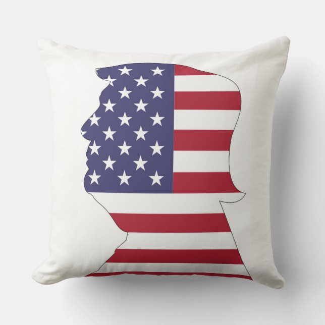 COJÍN DECORATIVO BANDERA ESTADOUNIDENSE DEL PRESIDENTE DONALD TRUMP (Anverso)