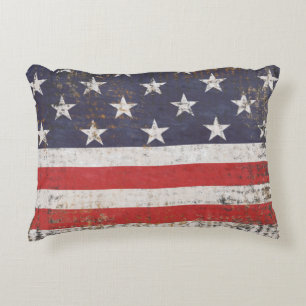 Cojín Decorativo Bandera estadounidense grunge patriótica