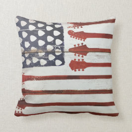 Cojín Decorativo Bandera estadounidense patriótica música de guitar