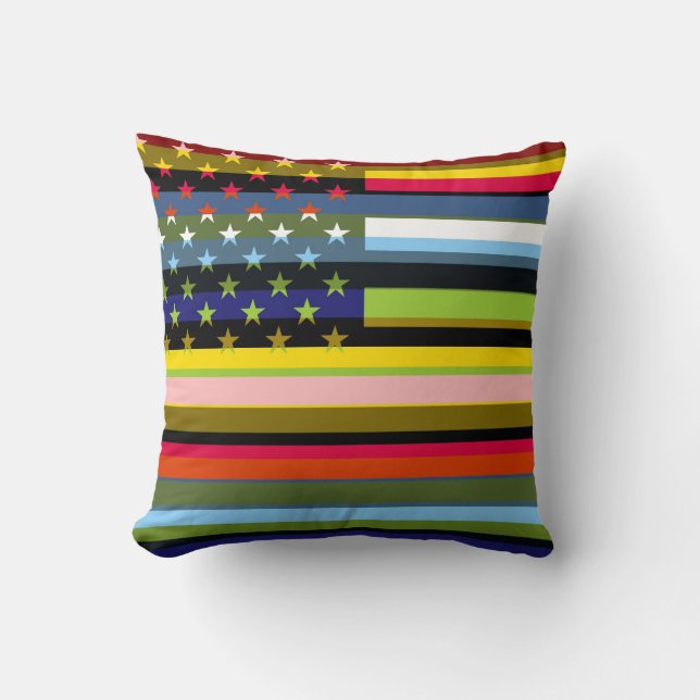 Cojín Decorativo Bandera estadounidense Pop Art 3 (Anverso)