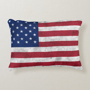 Cojín Decorativo Bandera estadounidense vintage azul rojo blanco pa