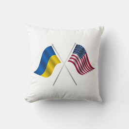 Cojín Decorativo Bandera estadounidense y bandera ucraniana