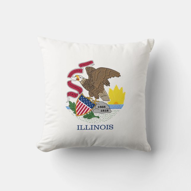 Cojín Decorativo Bandera Estatal de Illinois (Anverso)