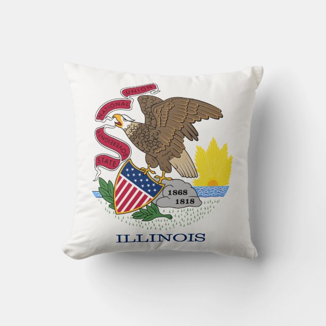 Cojín Decorativo Bandera Estatal de Illinois (Anverso)