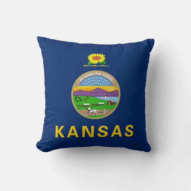 Cojín Decorativo Bandera estatal de Kansas (Anverso)