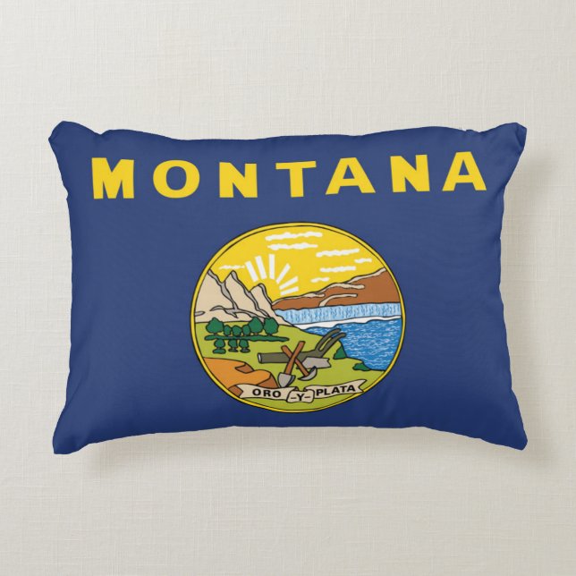 Cojín Decorativo Bandera estatal de Montana, Estados Unidos (Anverso)