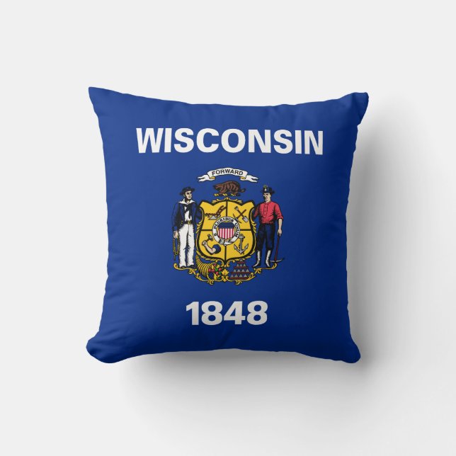 Cojín Decorativo Bandera estatal de Wisconsin (Anverso)