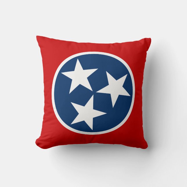 Cojín Decorativo Bandera Estatal Tennessee Estrellas Blancas Azules (Anverso)