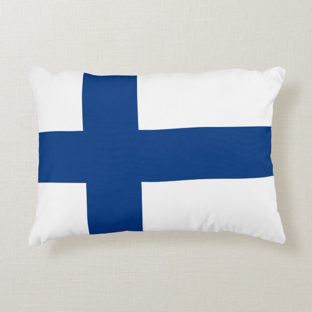 Cojín Decorativo Bandera finlandesa Patriótica (Anverso)