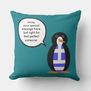 Cojín Decorativo Bandera Griega Ms Penguin Personalizada Hablando