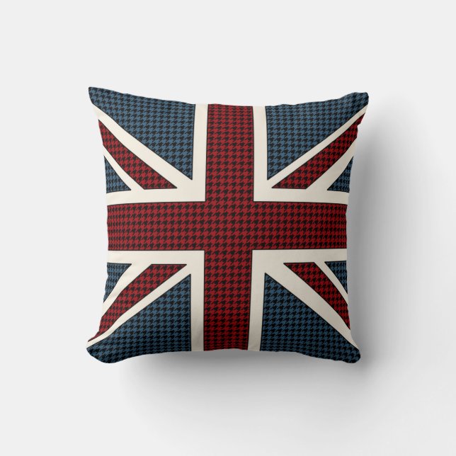 Cojín Decorativo Bandera Houndstooth de Union Jack (Anverso)