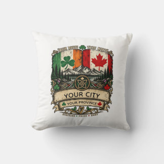 Cojín Decorativo Bandera irlandesa canadiense personalizada Ciudad