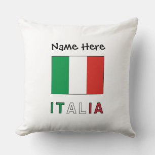 Cojín Decorativo Bandera Italiana Italia Personalización Negra