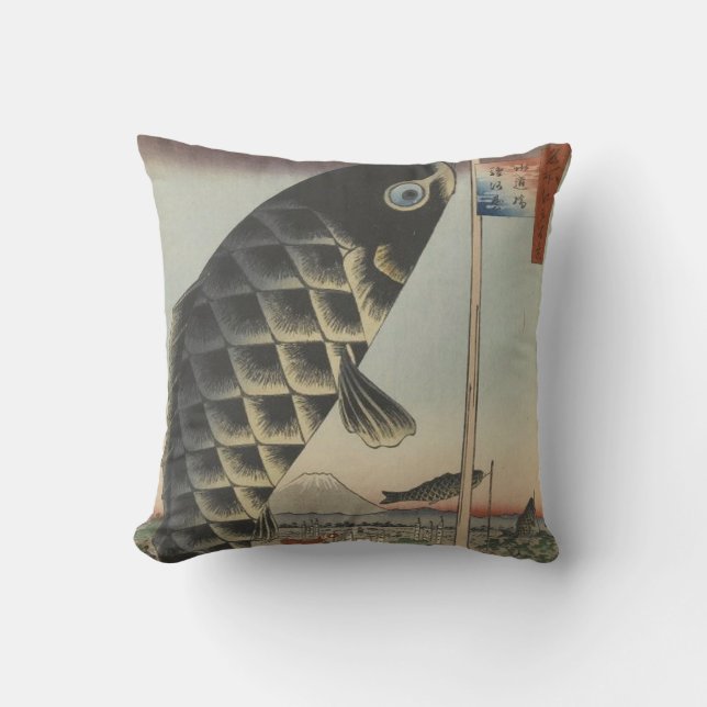 Cojín Decorativo Bandera japonesa del Festival de Pescado Koi Hiros (Anverso)