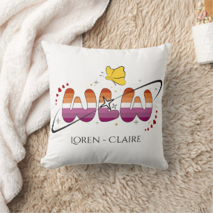 Cojín Decorativo Bandera Lesbiana de la Puesta de Sol WLW Mariposa