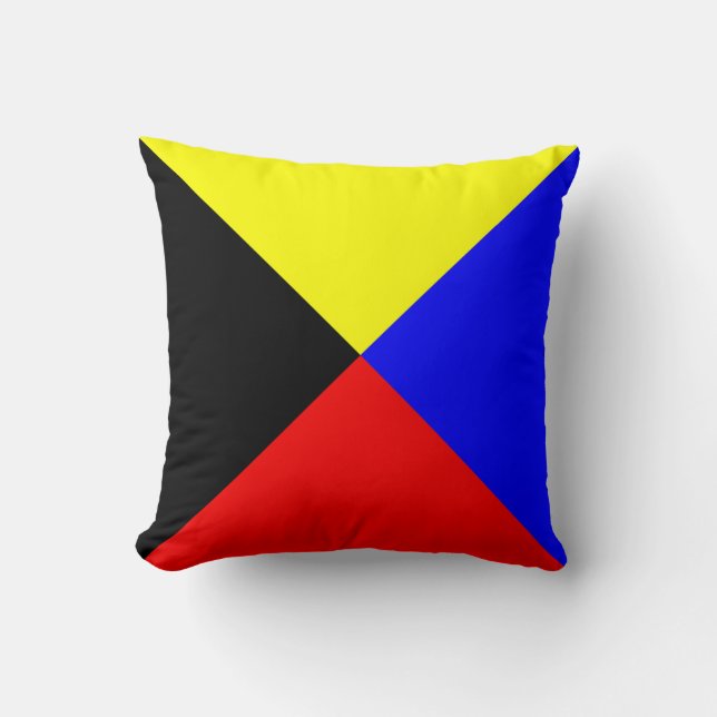 Cojín Decorativo Bandera marítima Z — Zulu (Anverso)