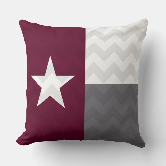Cojín Decorativo Bandera marrón Chevron de Tejas (Anverso)