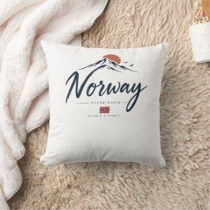 Cojín Decorativo Bandera minimalista de Noruega Montaña