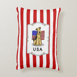 Cojín Decorativo Bandera norteamericana de Estados Unidos Airedale 